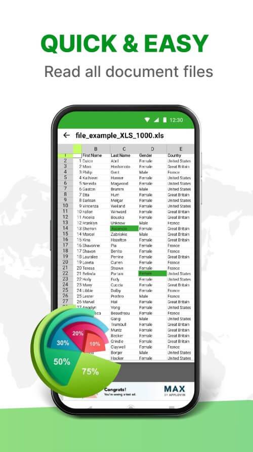 XLSX зритель - XLS чтения Скриншот 0