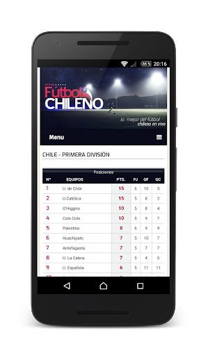 Schermata Live Chilean Soccer 1