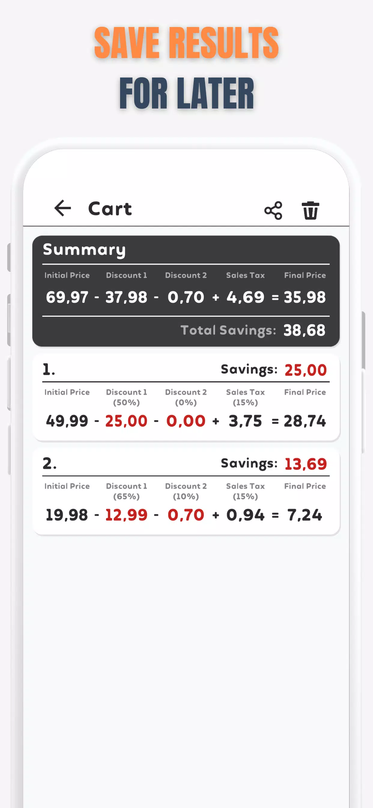 Percent Off Shoping Calculator Capture d'écran 1