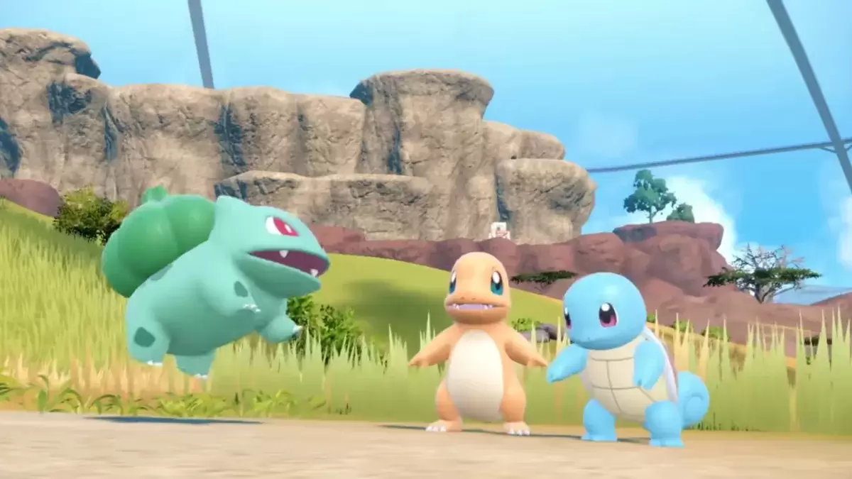 Gen 1 starters Bulbasaur, Charmander, and Squirtle in Pokémon Scarlet & Violet