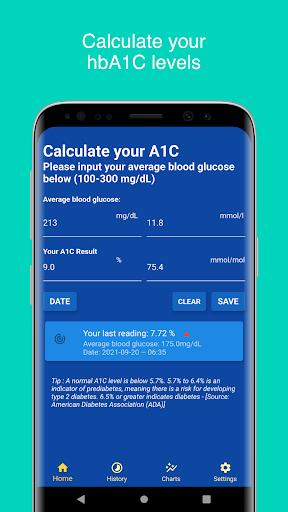 A1C Calculator - Blood Sugar T ဖန်သားပြင်ဓာတ်ပုံ 0