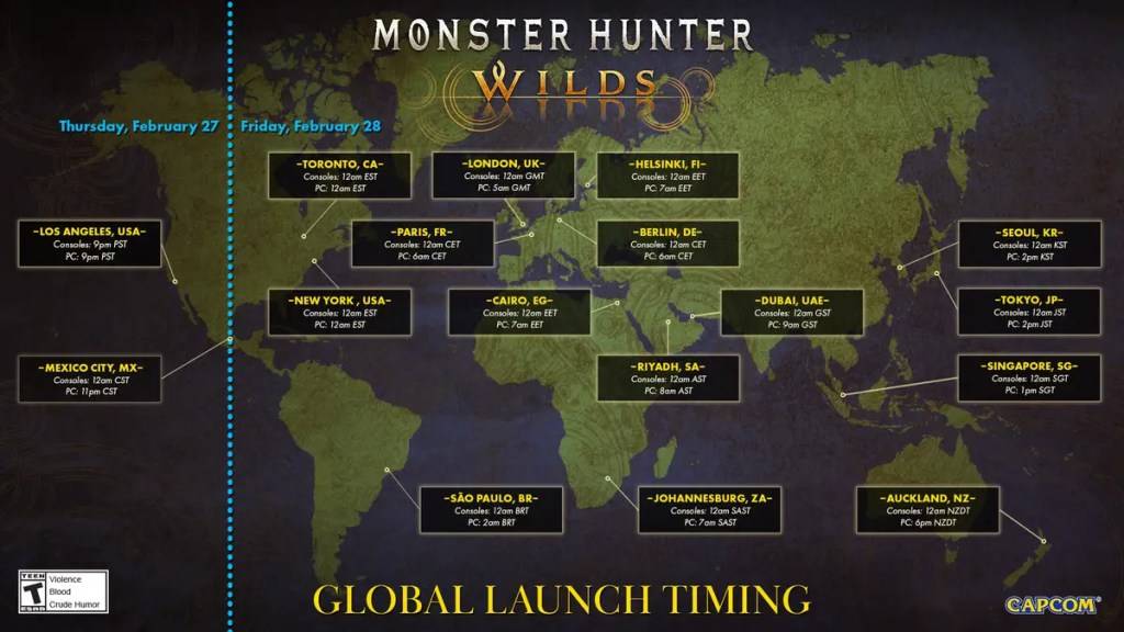 Monster Hunter Wilds release date and times