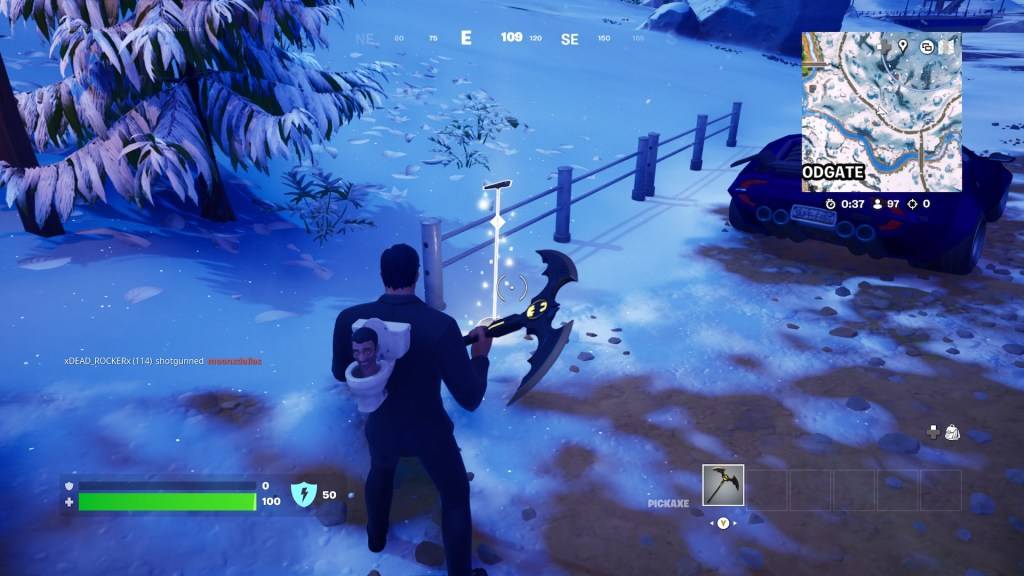 A microphone stand in Fortnite Winterfest 2024