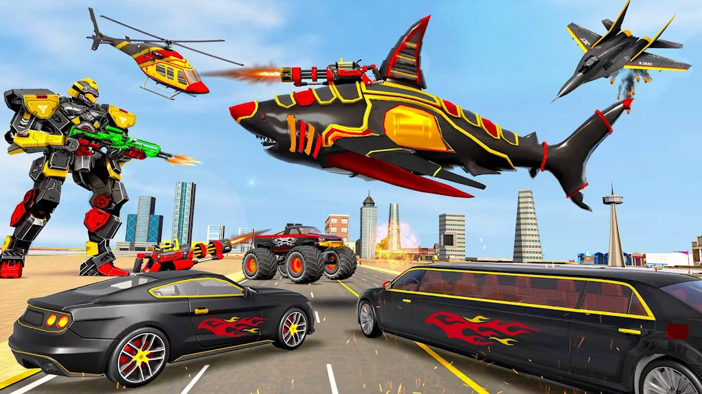 Shark Robot Transform Car Game Zrzut ekranu 0