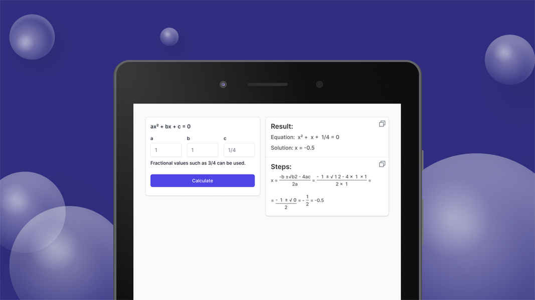 Quadratic Formula Calculator ภาพหน้าจอ 1