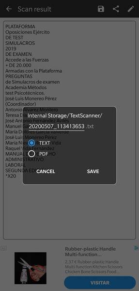 Schermata Text Scanner 2