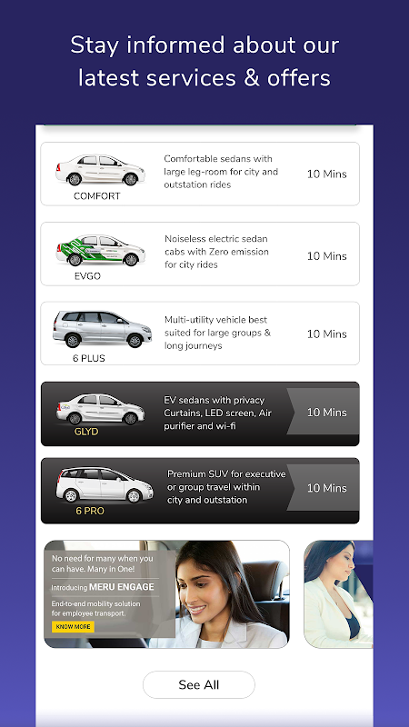 Meru Cabs- Local, Rental, Outs Ảnh chụp màn hình 1