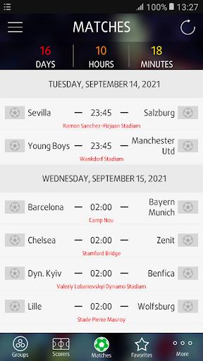 Live Scores for Champions League Скриншот 0