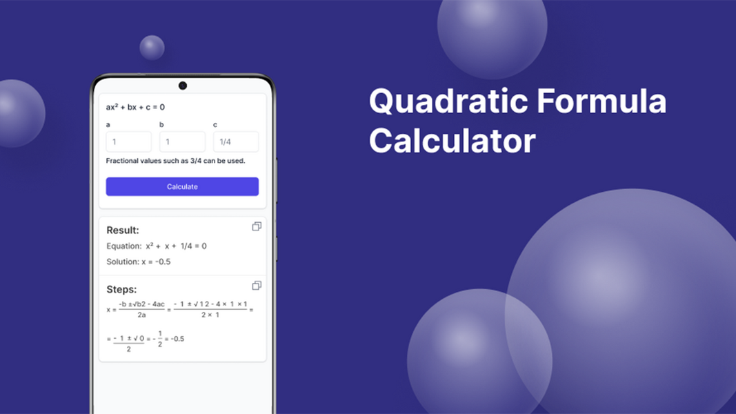 Quadratic Formula Calculator Screenshot 2