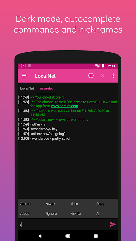 CoreIRC स्क्रीनशॉट 1