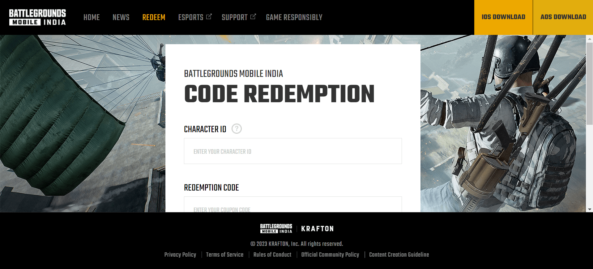 BGMI Redemption Code Process