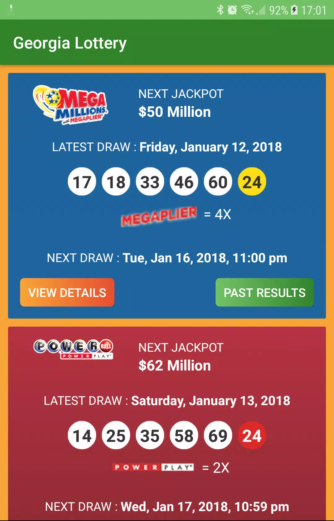 Georgia Lottery Results應用截圖第2張