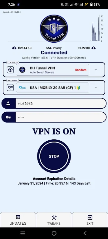 BH Tunnel VPN Schermafbeelding 1