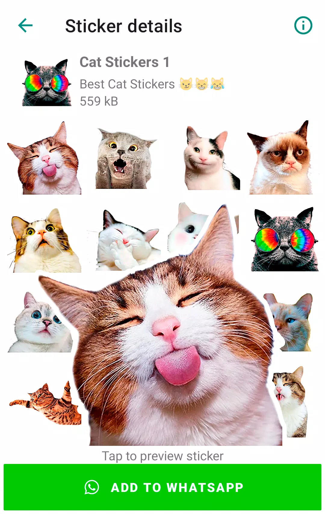 Cute Cat Stickers for WhatsApp Captura de pantalla 0