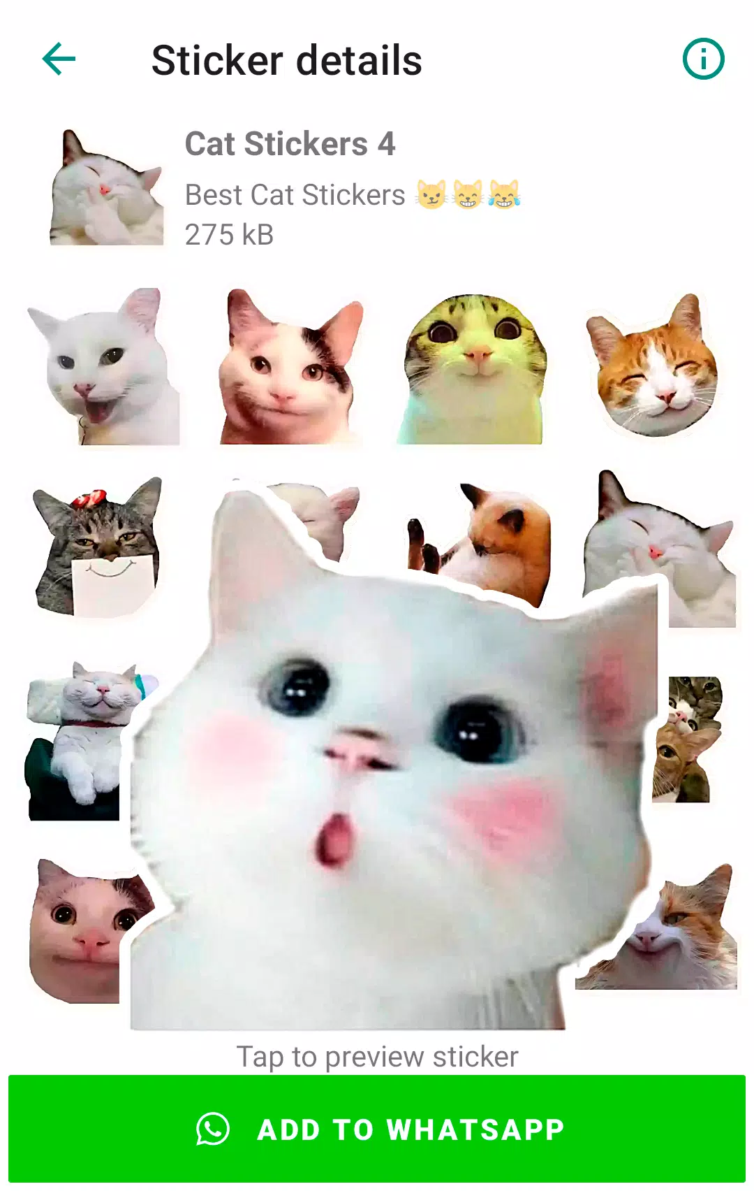 Cute Cat Stickers for WhatsApp Captura de pantalla 3