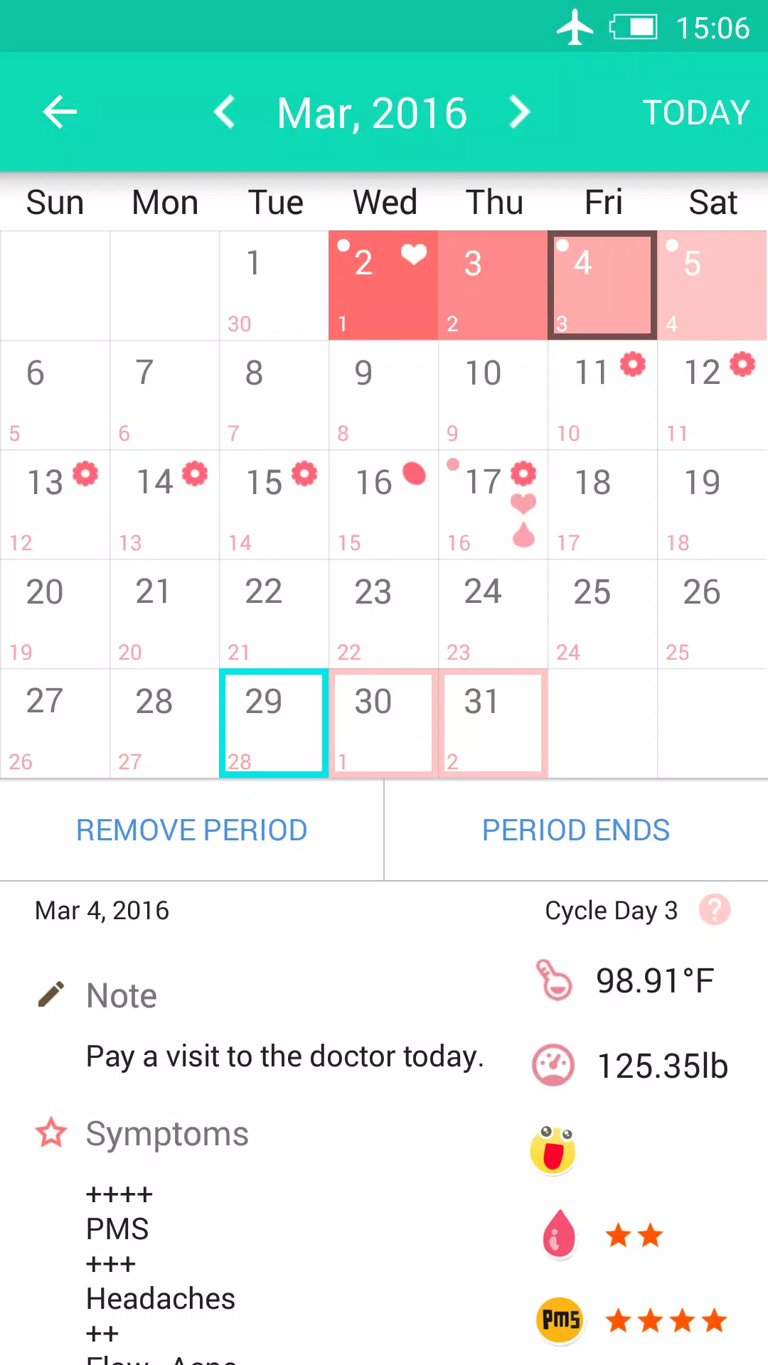 Period Tracker Schermafbeelding 1