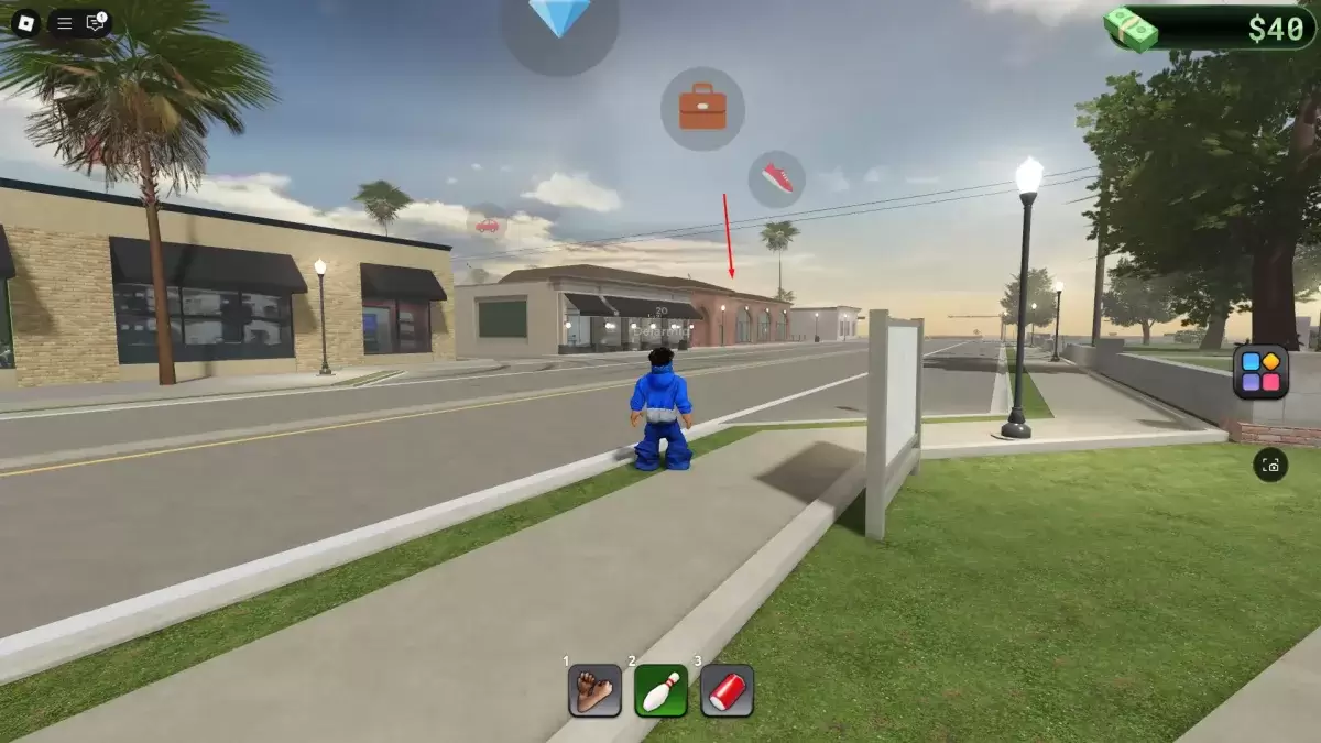 A player looking at the location of janitor job in blockspin