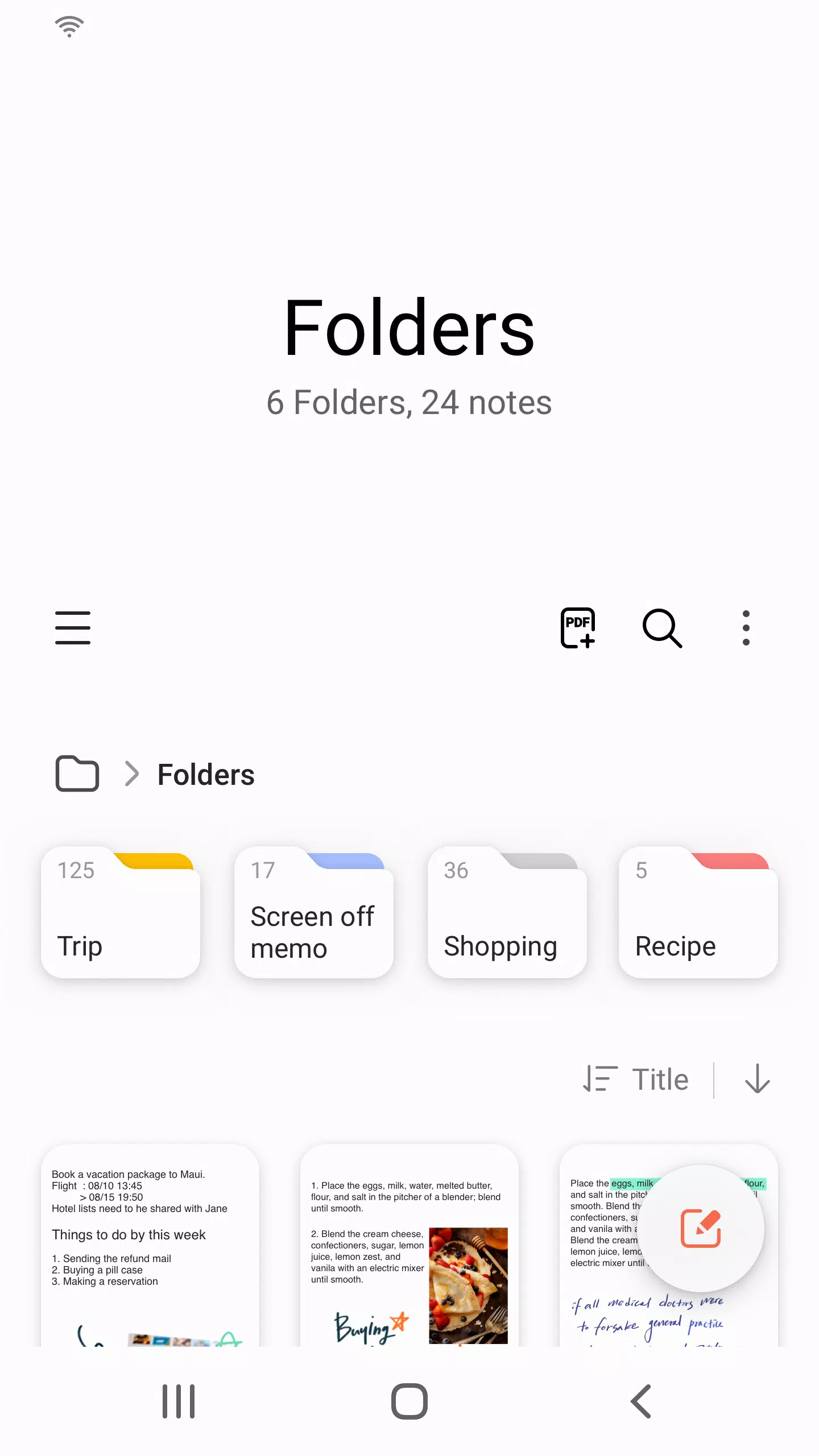Schermata Samsung Notes 0