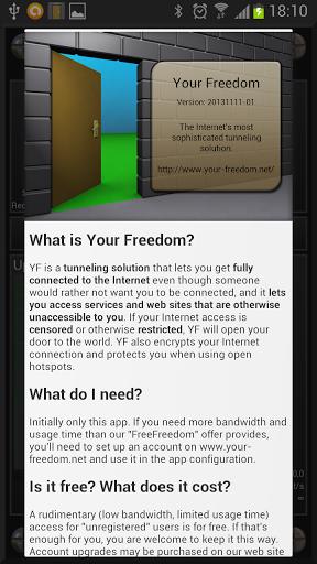 Your Freedom VPN Client Tangkapan skrin 1