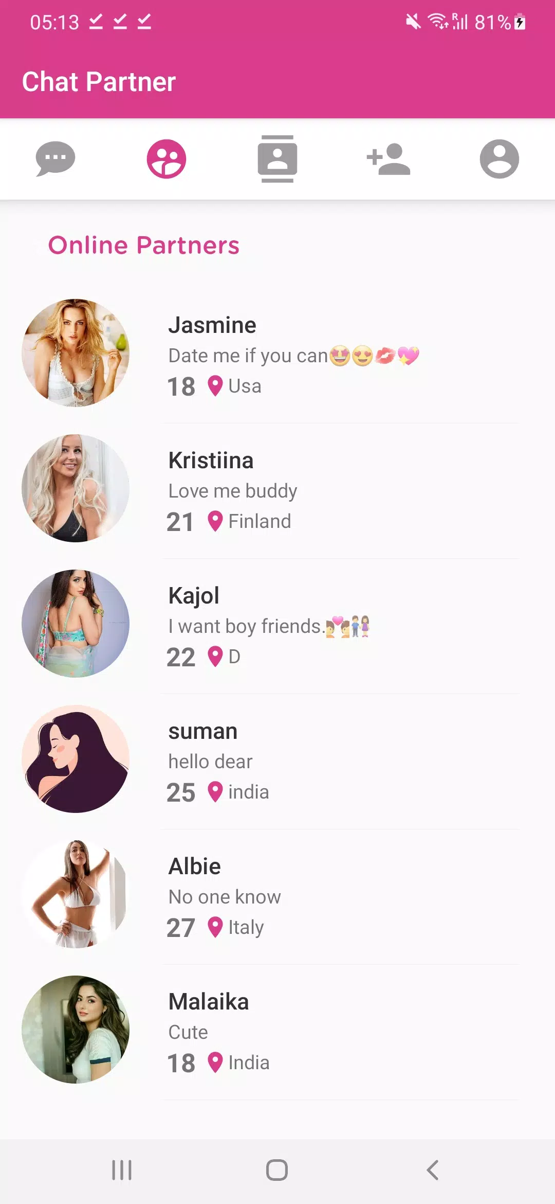Schermata Chat Partner 3