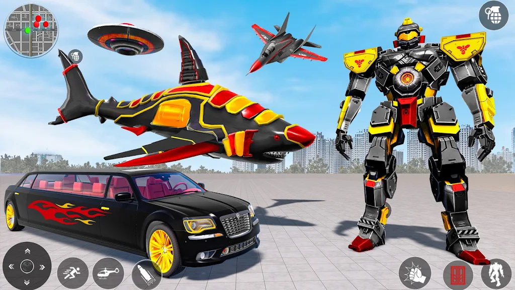 Shark Robot Transform Car Game Captura de pantalla 1