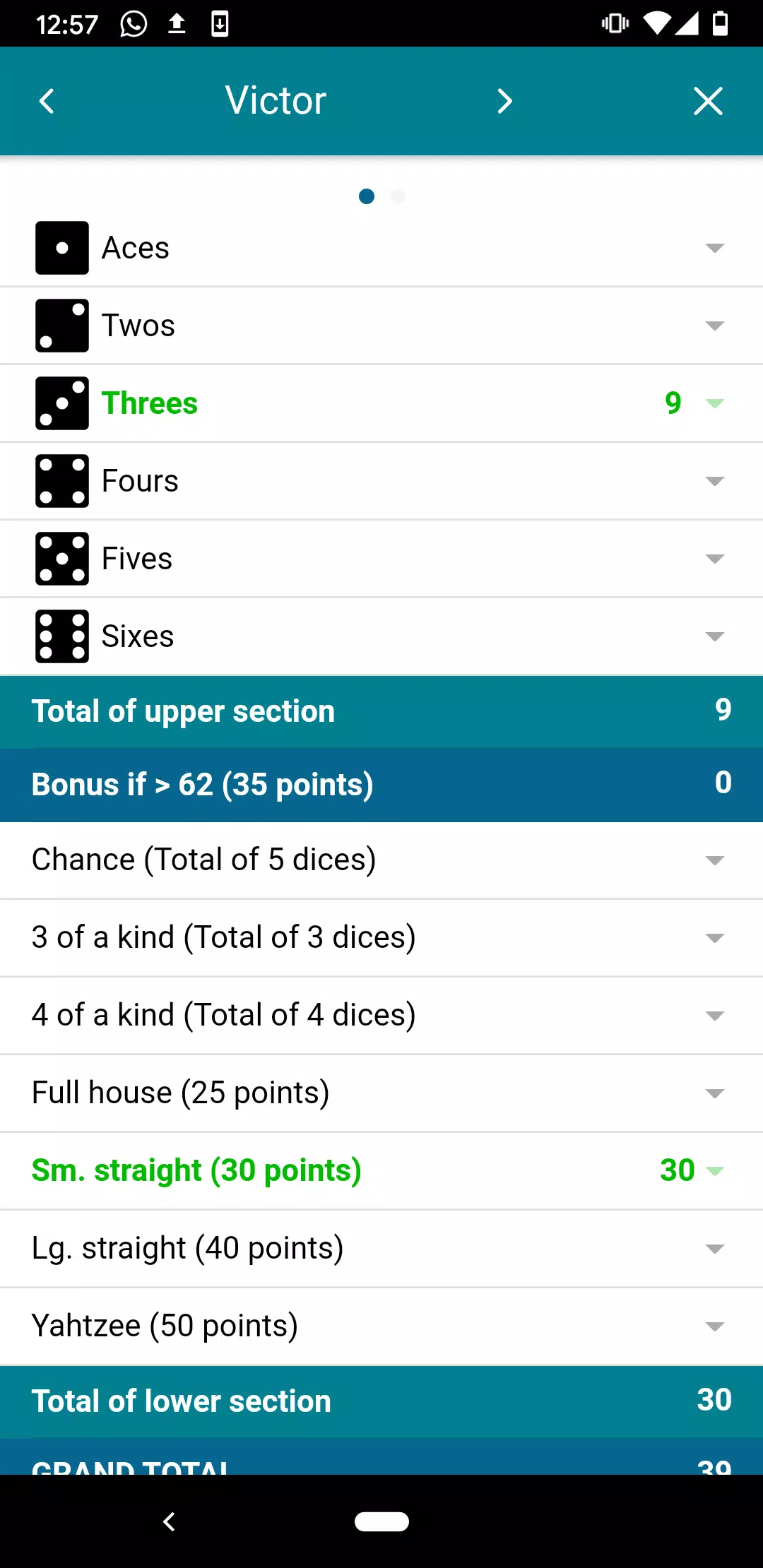 Yam's ScoreSheet (no advertisi 스크린샷 1