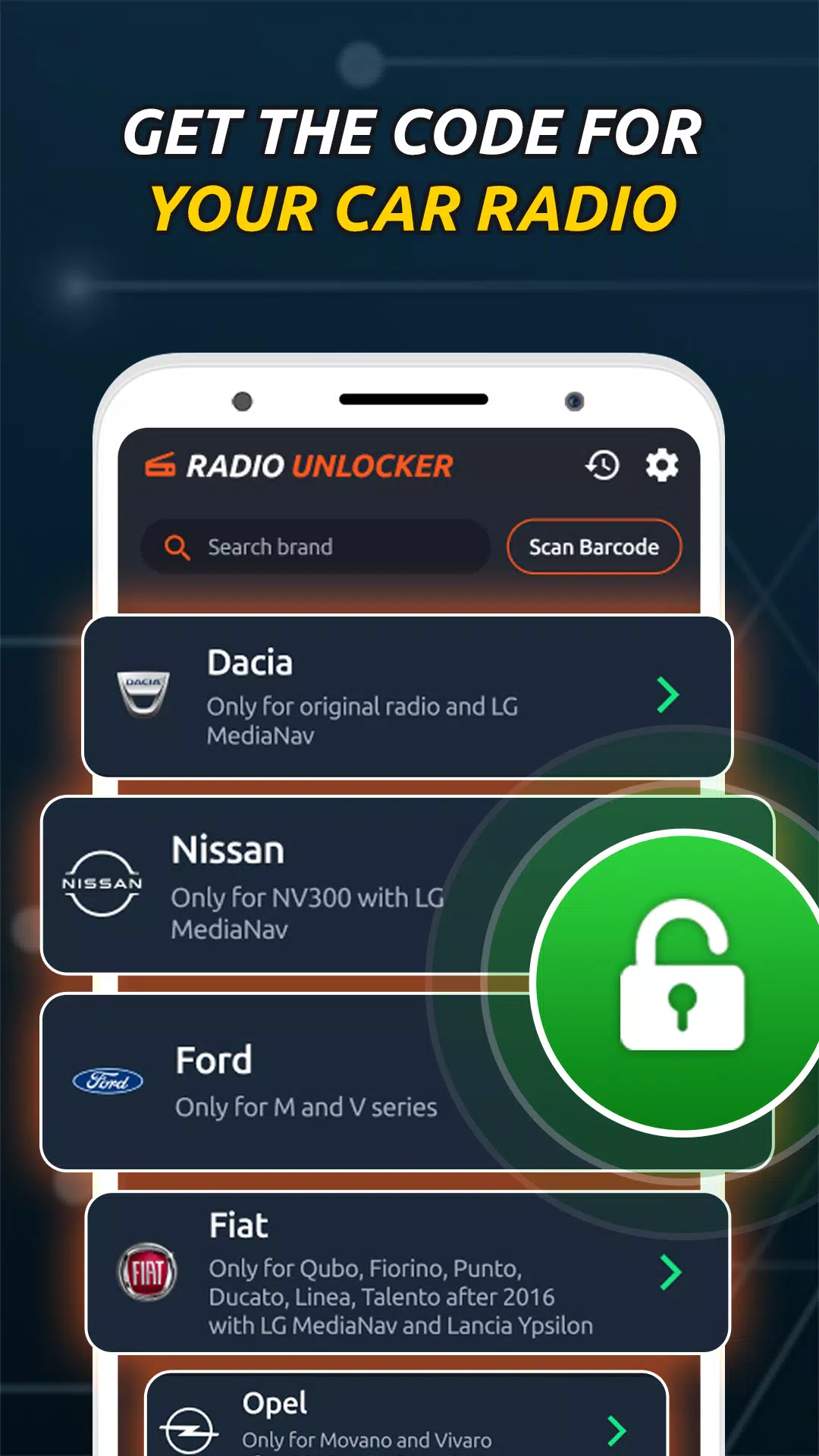 Radio Code Generator Unlocker Captura de pantalla 1