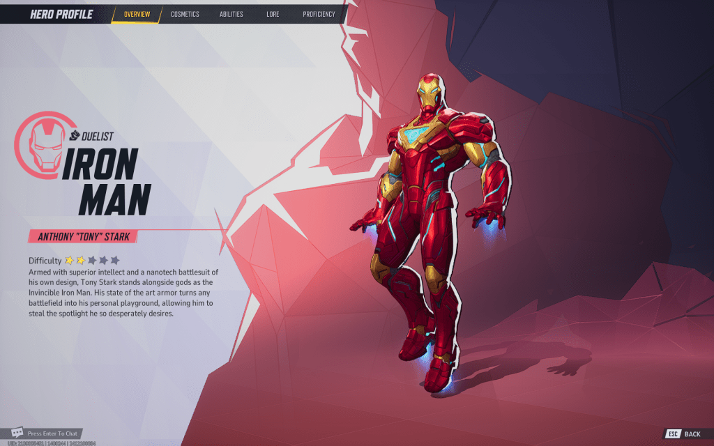 Iron Man in Marvel Rivals Character Menü