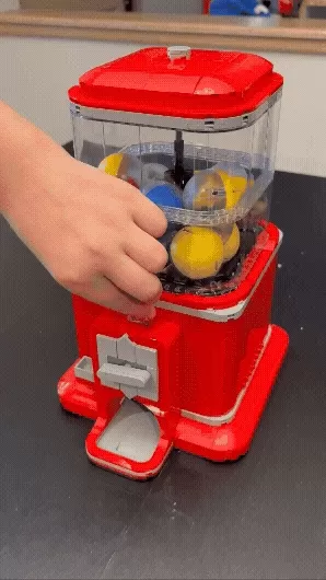 Completed LEGO Minifigure Vending Machine in action