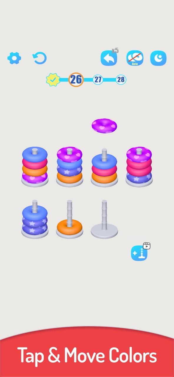 3D Color Sort Hoop Stack ภาพหน้าจอ 0