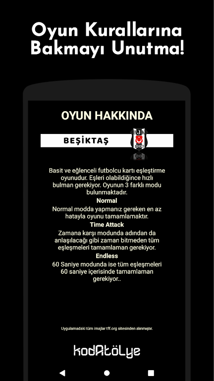 Beşiktaş Futbolcu Kart Eşleştirme Oyunu Captura de pantalla 3