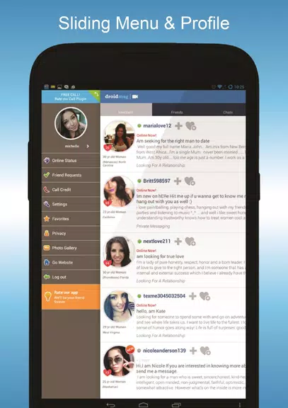 DroidMSG - Chat & Video Calls Captura de tela 1