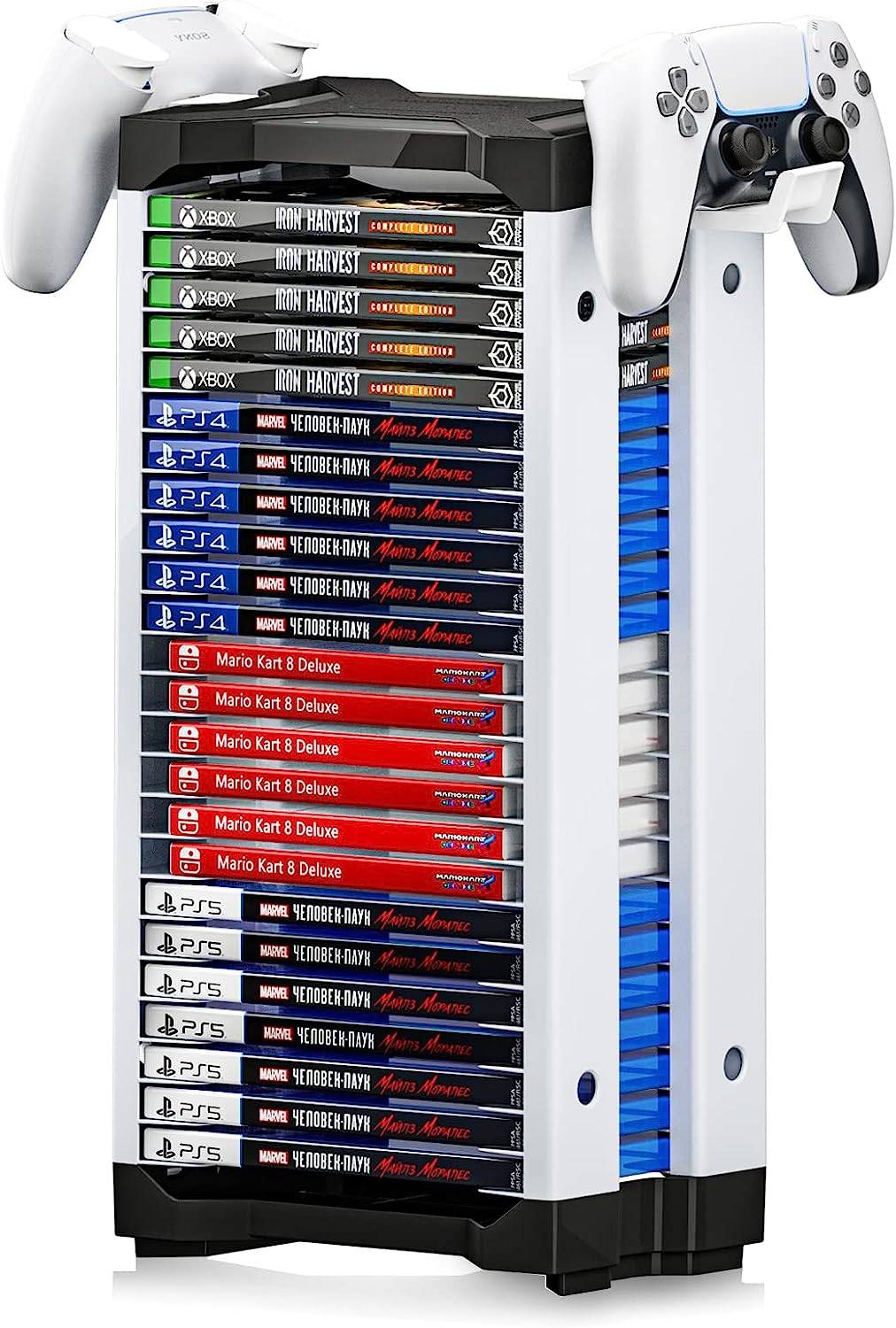 Compact game organizer with controller storage
