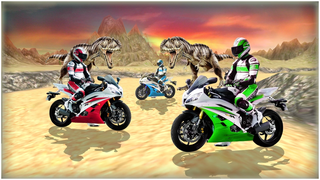 Dino World Bike Race Game - Jurassic Adventure Schermafbeelding 1