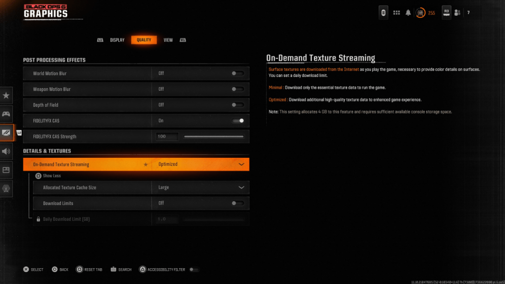 Call of Duty: Black Ops 6 Texture Settings